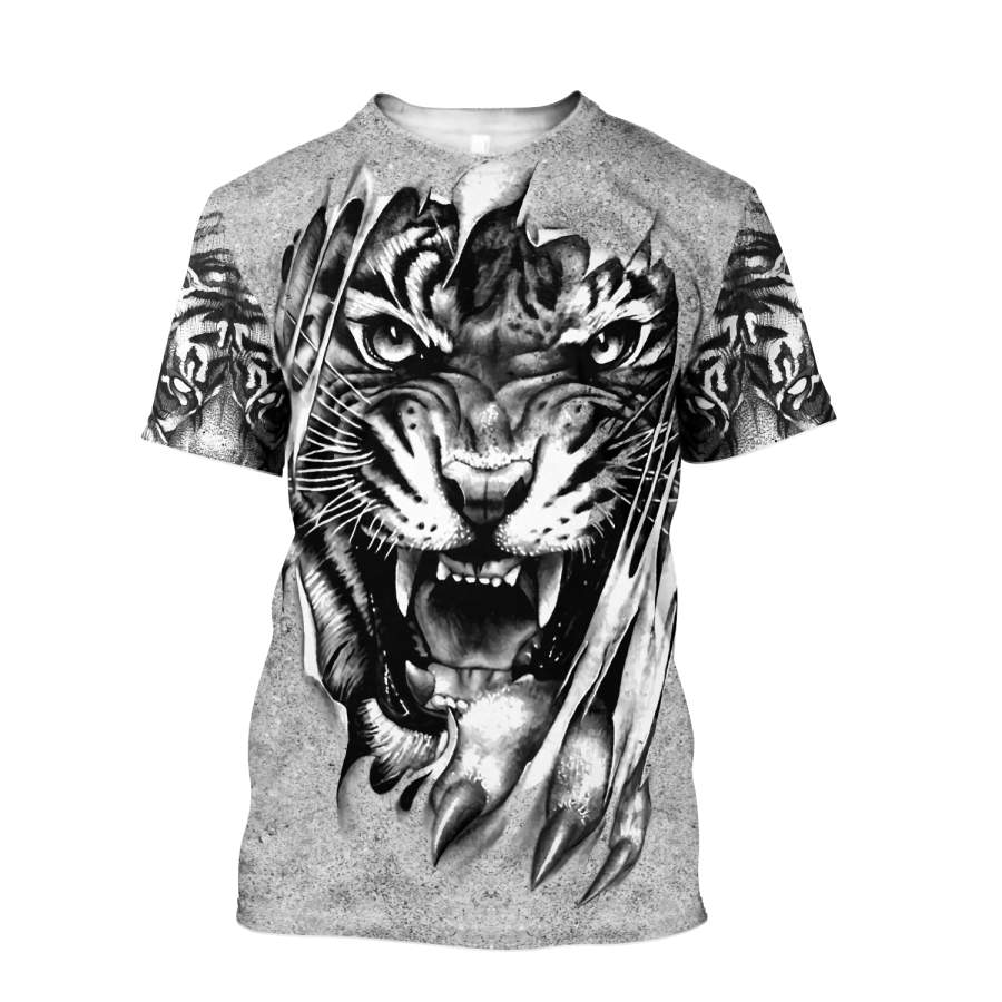 3D Tiger Tattoo Potrait  Tshirt for Men and Women