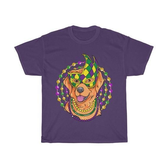 Mardi Gras Golden Retriever Shirt Mardi Gras Dog Lover Shirt Mardi Gras Lover Tee Shirt