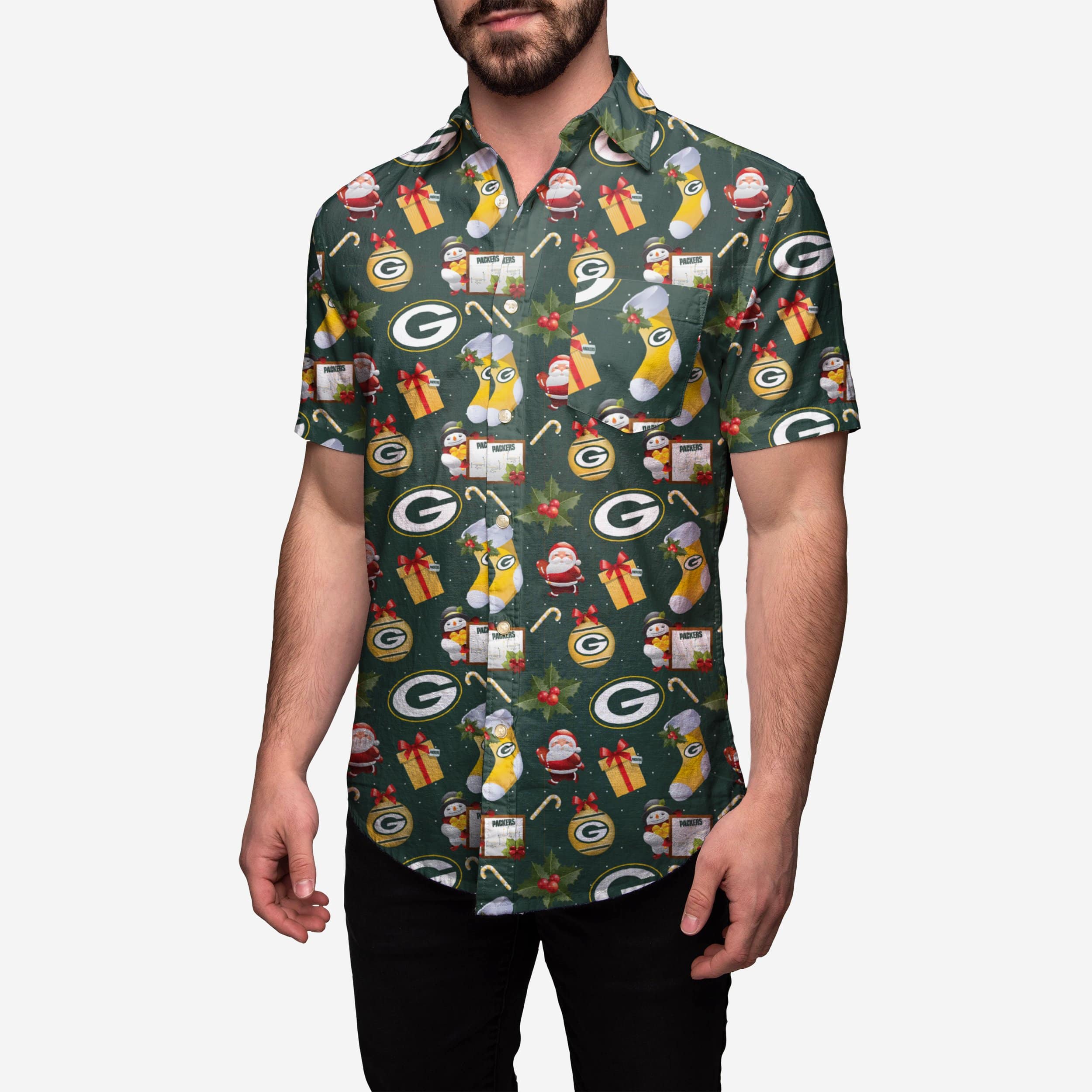 Green Bay Packers Christmas Explosion Button Up Shirt