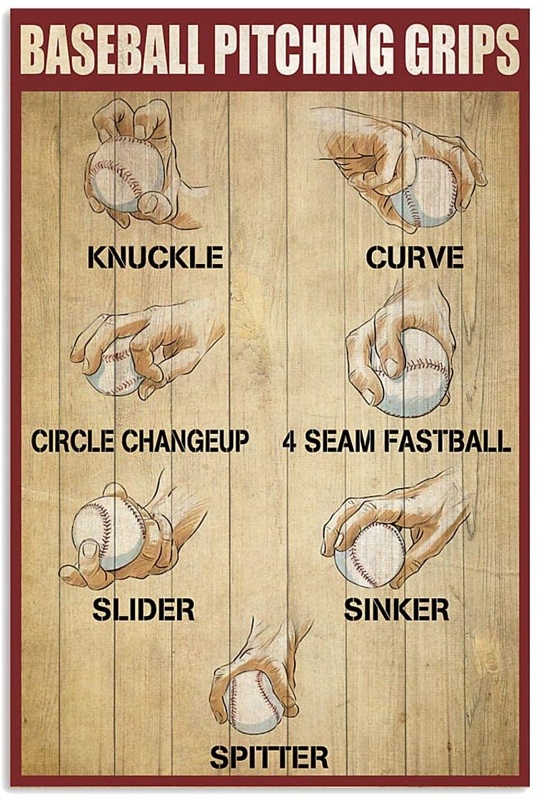 Baseball Pitching Grips Poster Art Print      Home Decor Gift For Men Women Family Friend On Birthday Xmas