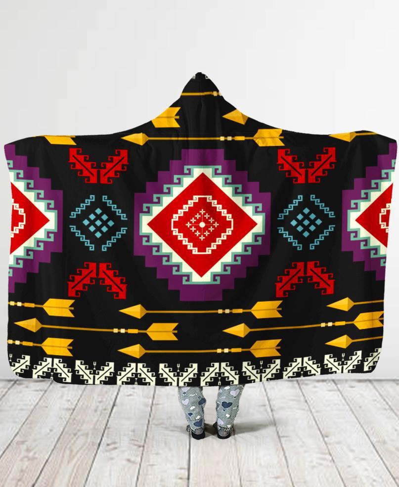 Welcomenative Connecting Pattern Hooded Blanket, All Over Print, Native American