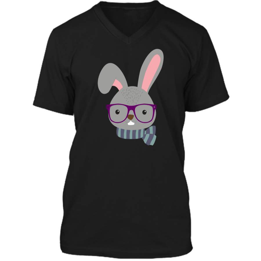 Cute Cool Bunny Funny Easter Shirt Mens Printed V-Neck T