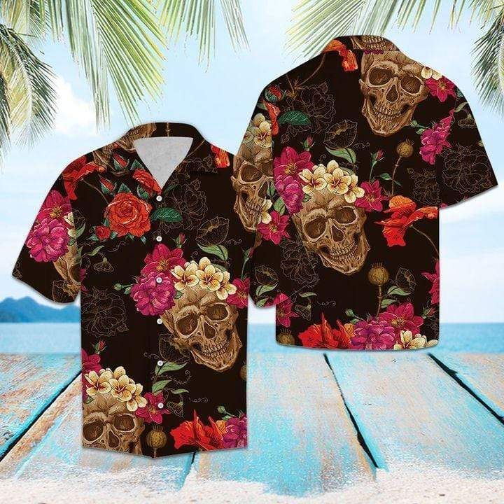 Discover Cool Skull Flower Hawaii Aloha Shirts H Ha14594