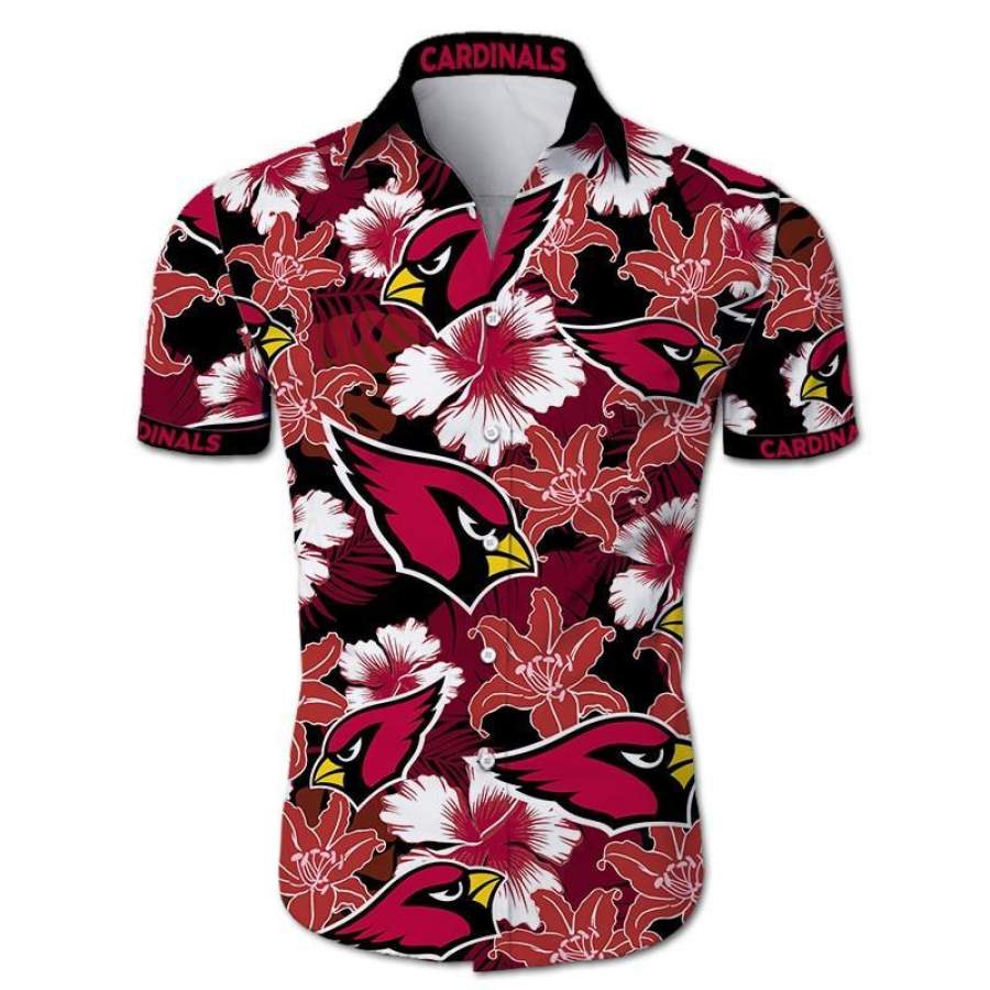 Arizona Cardinals Hawaii All Over Print Tropical Flower Short Sleeve Slim Fit Body Ha98620