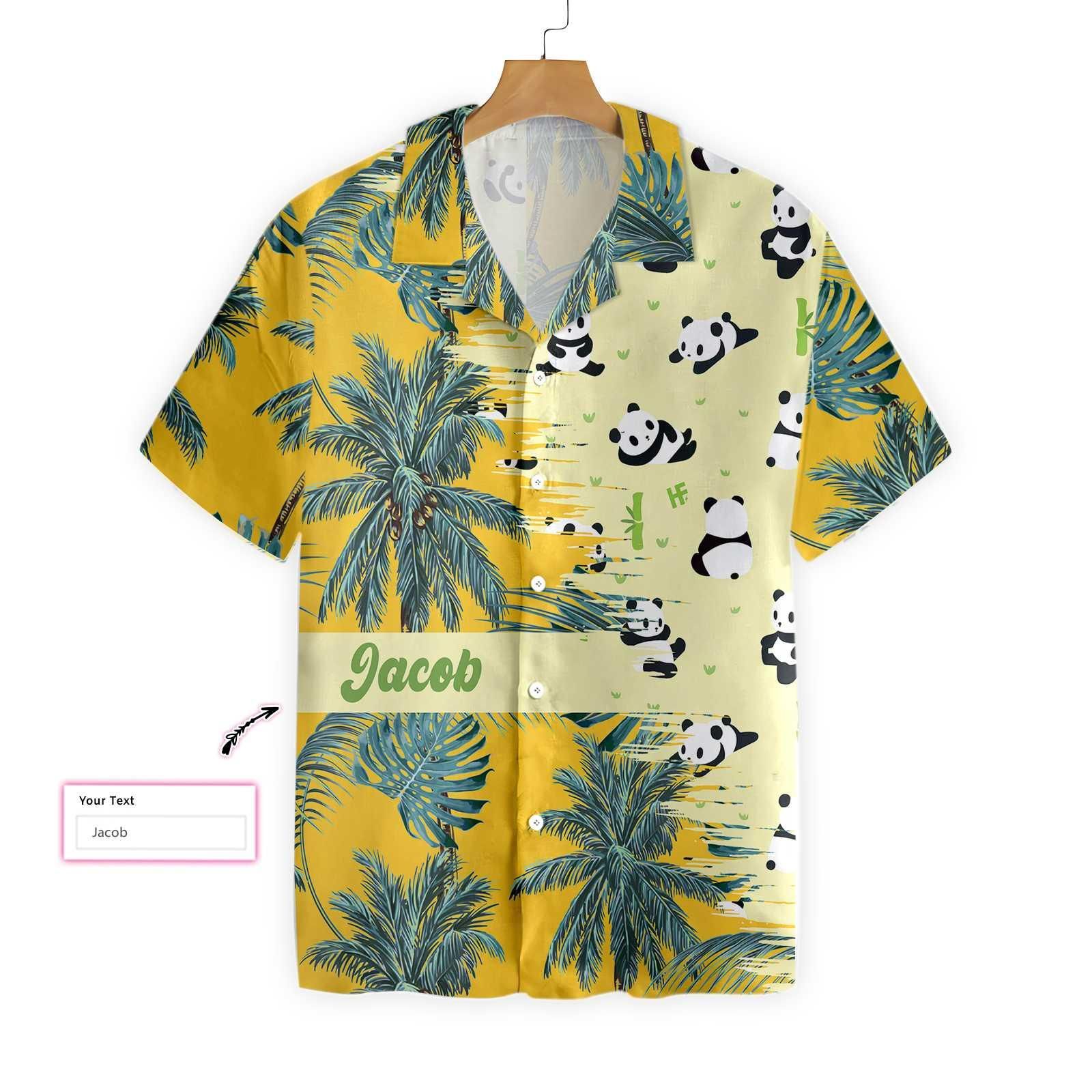 Panda Yellow Tropical Custom Hawaii Shirt Ha12201