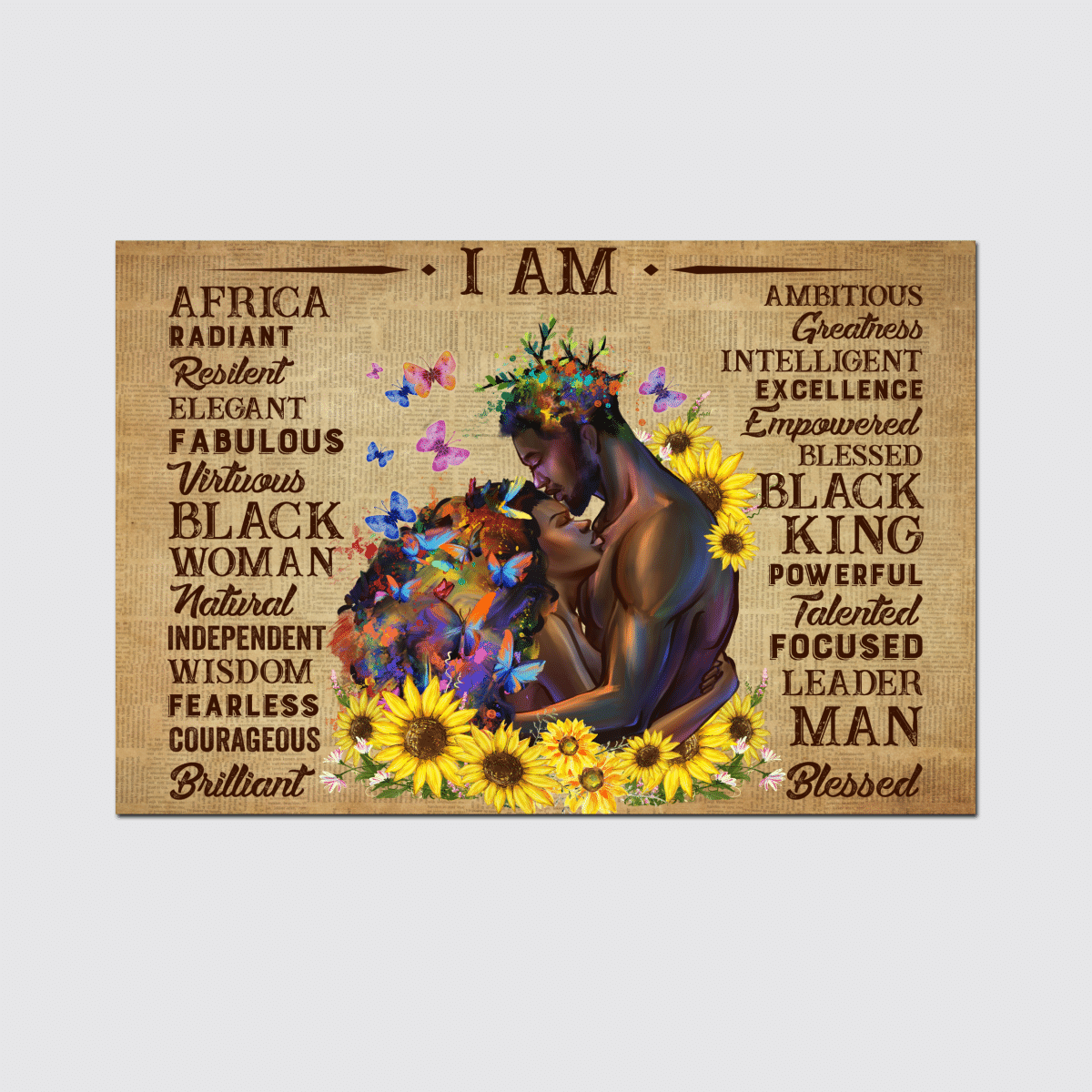 Valentine’S Day Gift For Her For Him I Am Africa Radiant Black Woman Black King Canvas Poster