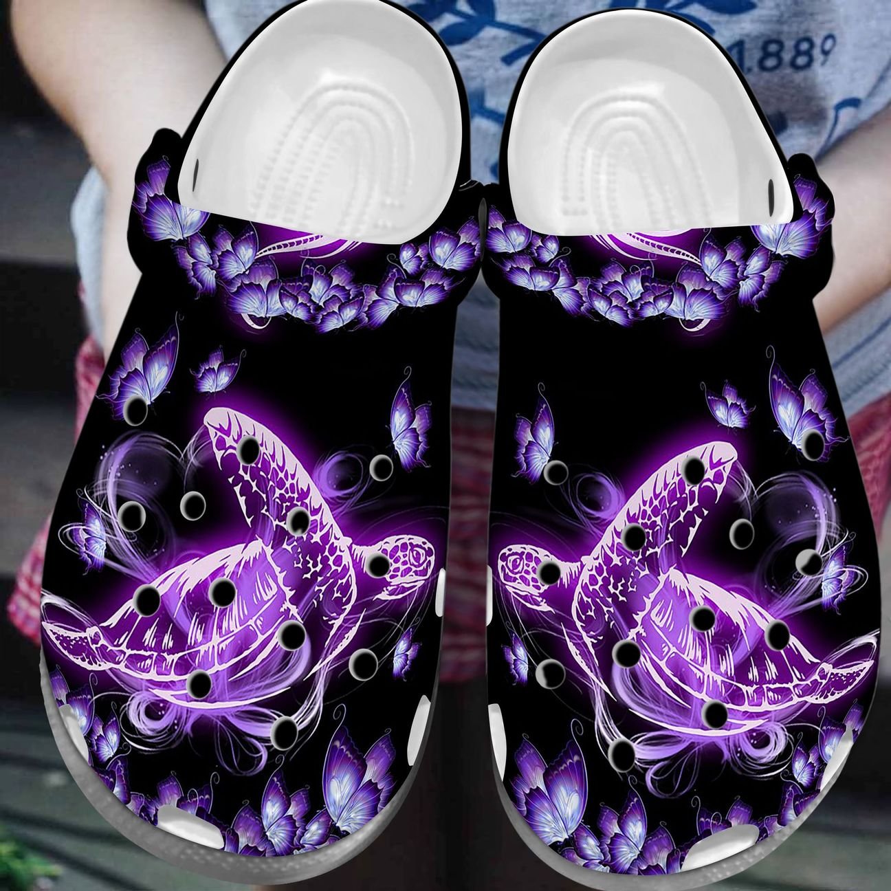 Lovely Turtle And Butterfly Personalize Clog, Custom Name, Text, Fashion Style For Women, Men, Kid, Print 3D