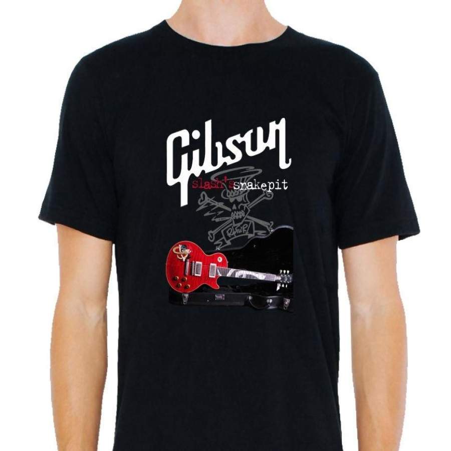 Gibson Slash’S Snake Pit Guitar Custom Men’S Black T-Shirt Size S-To-3Xl