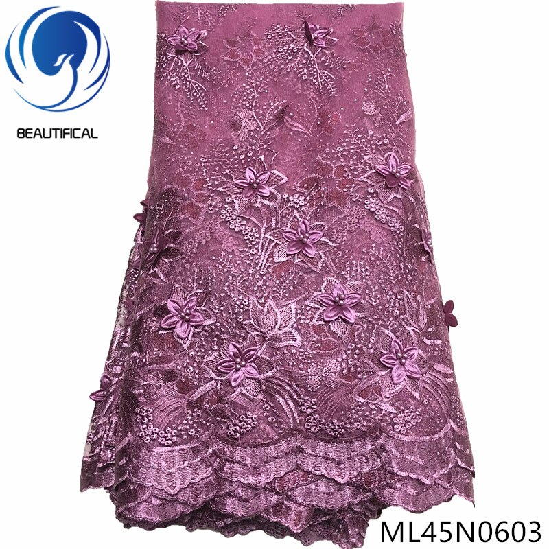 BEAUTIFICAL 3d lace flowers latest nigerian lace styles french party lace fabrics 5 yards 2019 tulle fabric 3d ML45N06 alx