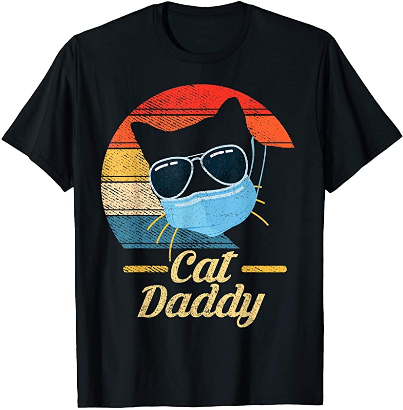 Mens Th Retro Vintage Cat Daddy Cat Lover Costume Kitten Dad T-Shirt