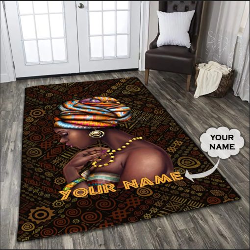 Africa African Black Girl Personalized Rectangle Rug