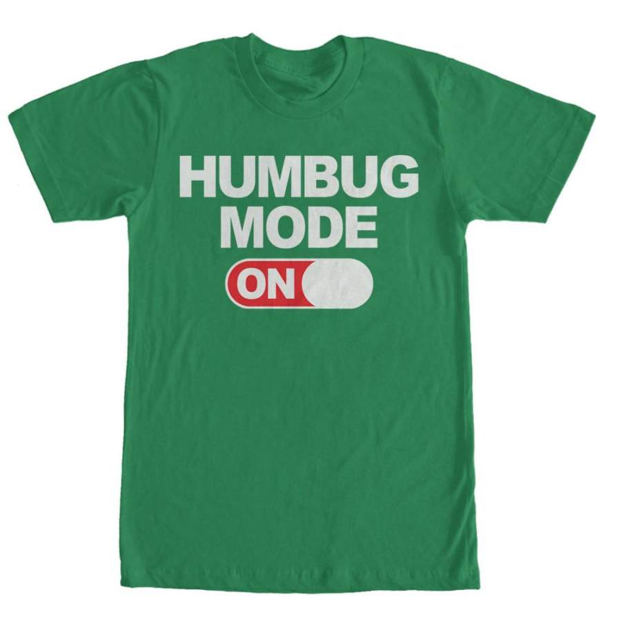 Lost Gods Men’s Christmas Humbug Mode On  T Shirt Kelly Green