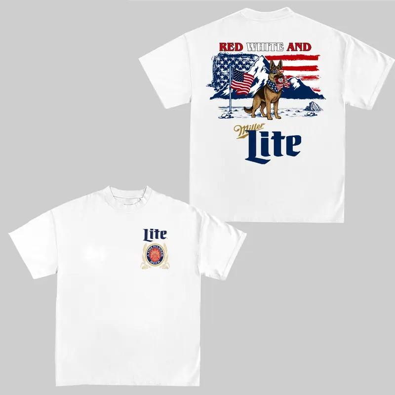 4th of July German Shepherd T-Shirt, Beers Shirt, Dog Beer Tees, US Beer Summer 4th of July Drinking Graphic Tees Outfit, Funny Summer Drinking T-Shirt