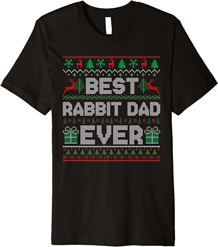 Mens Best Rabbit Dad Ever Christmas Pajamas Matching Ugly Xmas Premium T-Shirt