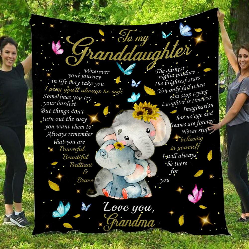 To My Granddaughter I Pray You’ll Always Be Safe Elephant  Gift – Fleece Blanket