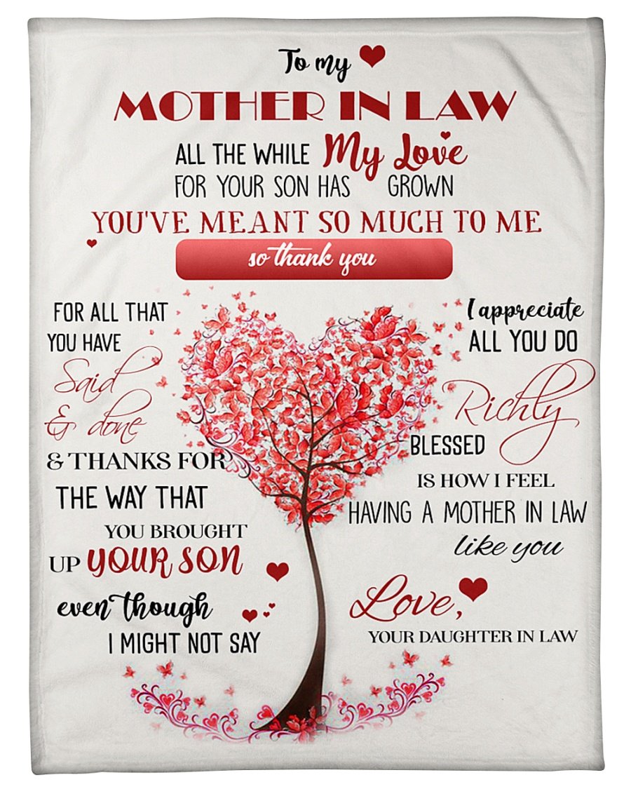 To My Mother In Law All The While My Love For Your Son Has Grown Blanket Gift For Mom From Son Birthday Gift Home Decor Bedding Couch Sofa Soft And Comfy Cozy