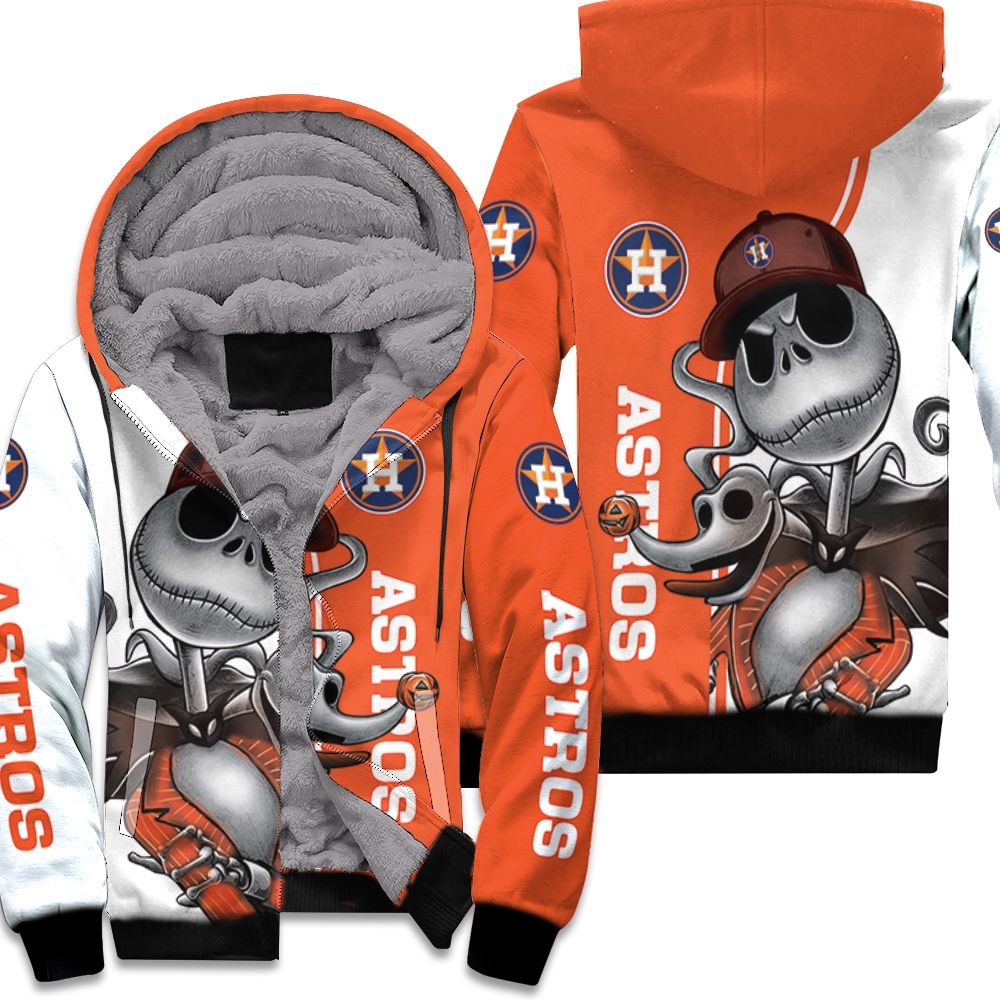 Houston Astros Jack Skellington And Zero Fleece Hoodie