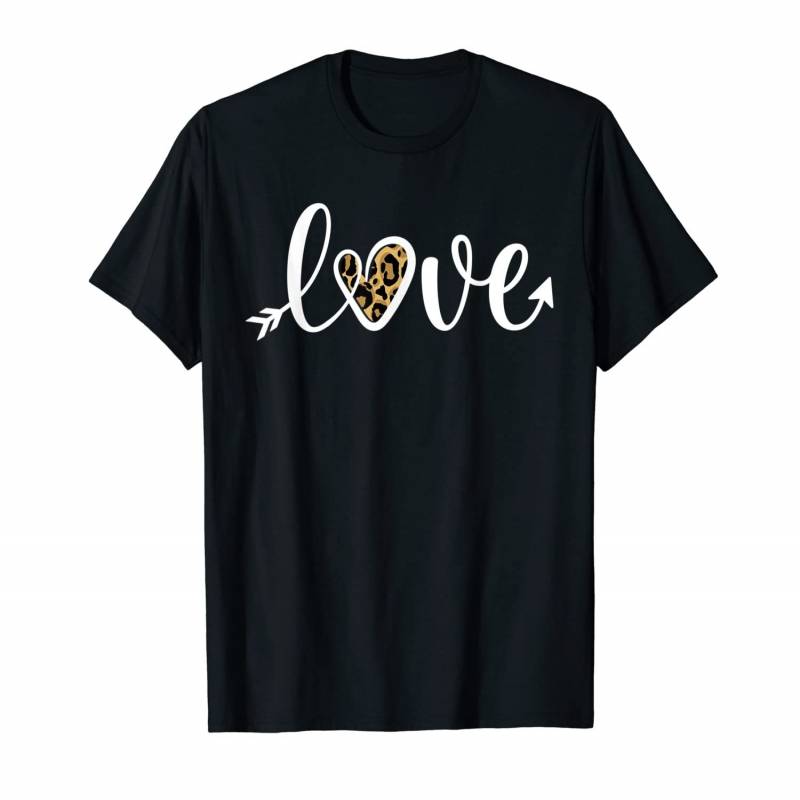 Valentines Day Shirts Women Love Leopard Print Heart Gift T-shirt