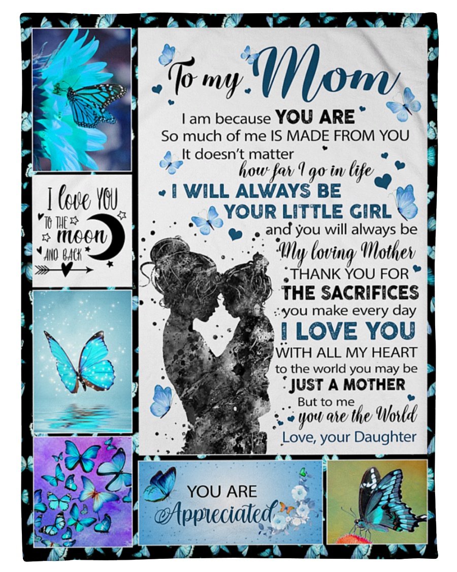 To My Mom Fleece Blanket I Love You With All My Heart Gift From Daughter Home Decor Bedding Couch Sofa Soft And Comfy Cozy