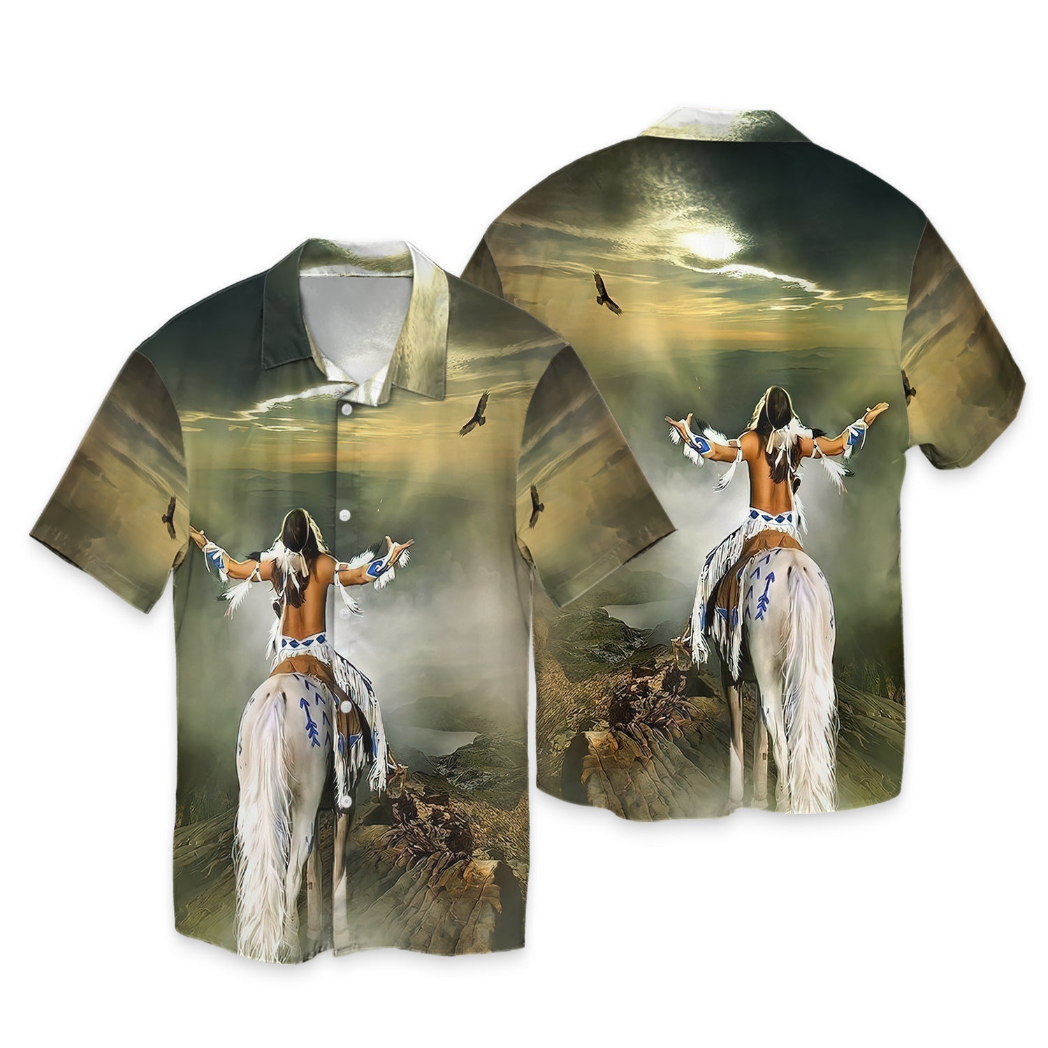 Native Warrior On White Horse Hawaii Shirt Gift For American Ha100778