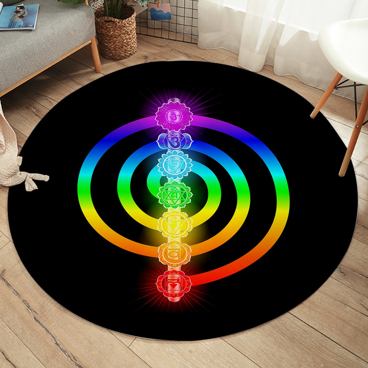 Rainbow Chakras SW2396 Round Rug