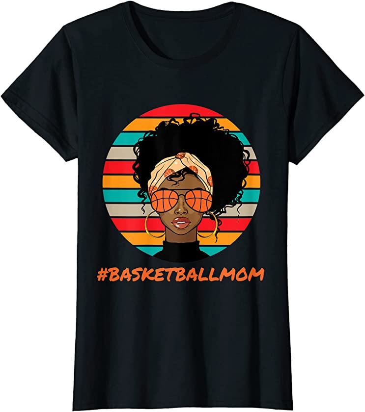 Womens Basketball Mom Black Women African American Afro T-Shirt