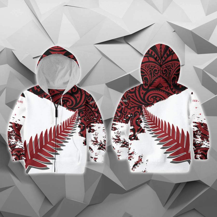 3D All Over New Zealand Kids Hoodie