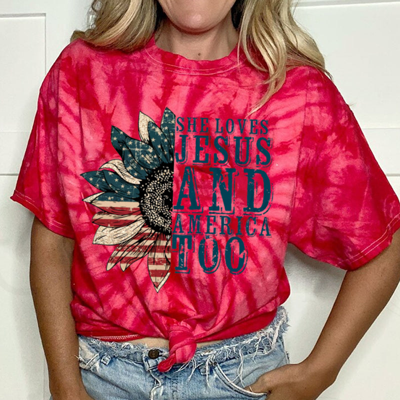 She Love Jesus And America Tie Dye T-Shirt