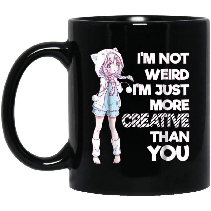 Cute Kawaii I’m Not Weird I’m Creative Anime 11oz 15oz Black Mug Happy Easter Day Funny Colors Eggs Bunny Ears Peeps Cute