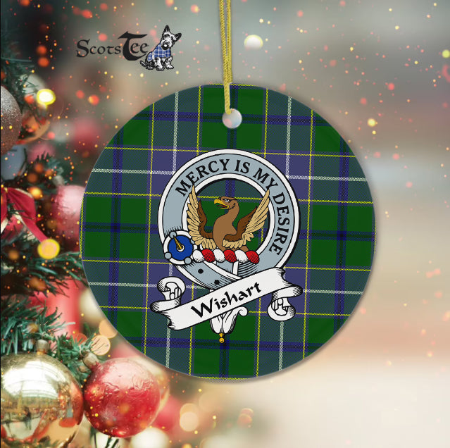 Wishart Scottish Clan Badge Plaid Ornament Gift. Christmas Tree Ornament Wishart Clan Tartan Ornament Great Christmas Ornaments Gift