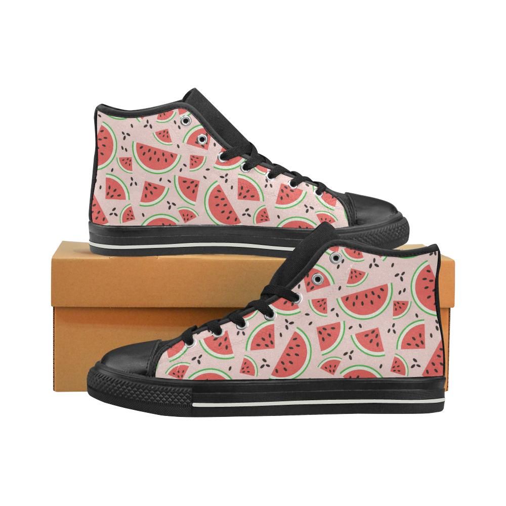 Watermelon pattern Women’s High Top Shoes Black