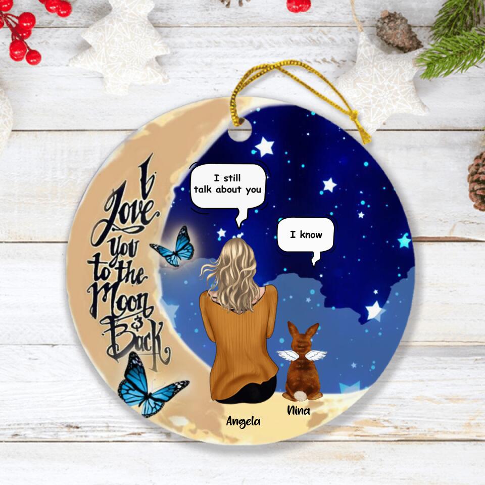 Custom Personalized Memorial Rabbit Ornament – Upto 4 Rabbits – Memorial Gift For Rabbit Lovers – I Love You To The Moon & Back