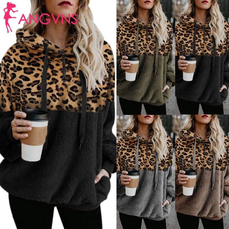 New Fashion Casual Patchwork Leopard Hoodie