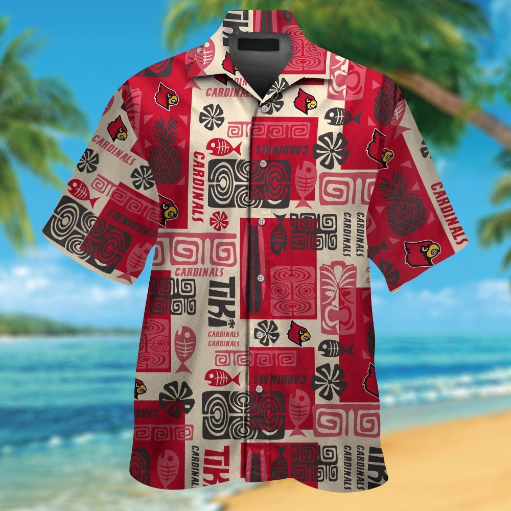 NCCA Louisville Cardinals Red Gold Hawaiian Shirt