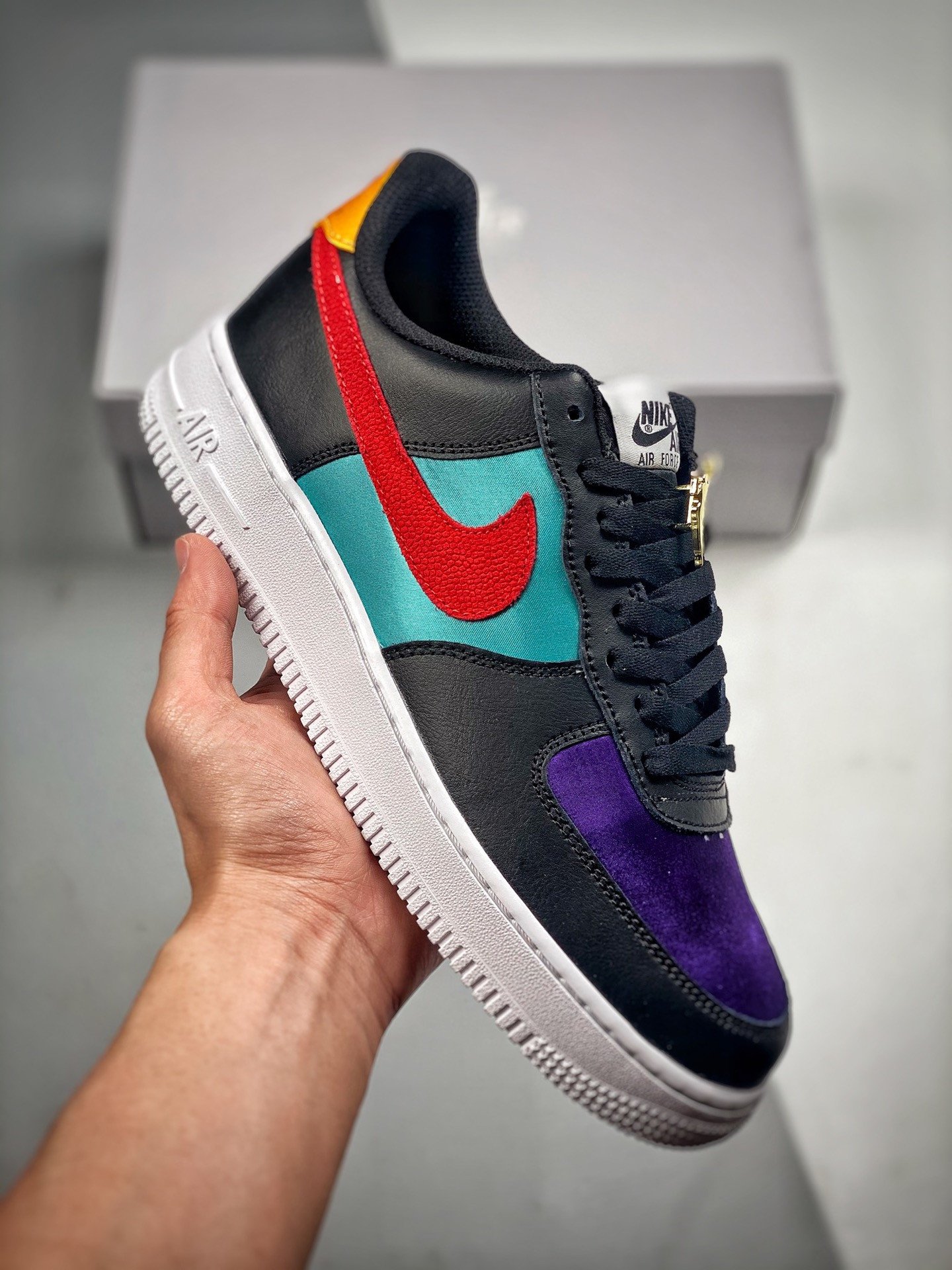 Nike Air Force 1 NBA And WNBA BlackWashed TealCourt PurpleGym Red 5340742