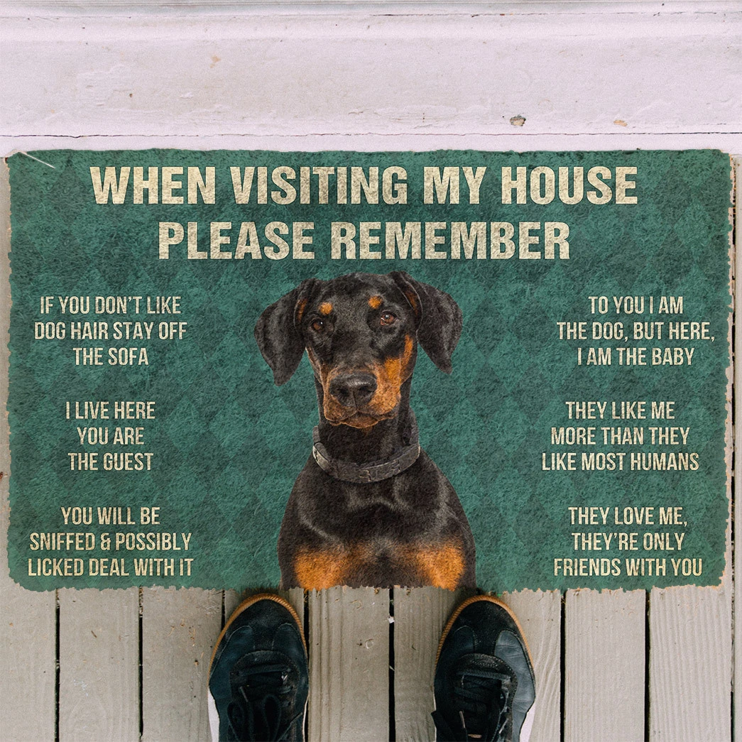 3D Please Remember Doberman Dog’s House Rules Doormat