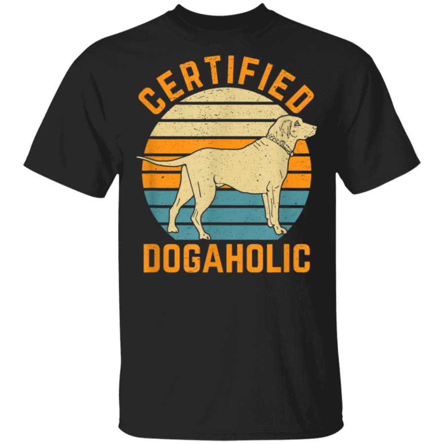 Certified Dogaholic Retro Vintage Cute Dog Owner Paw Puppy TShirt