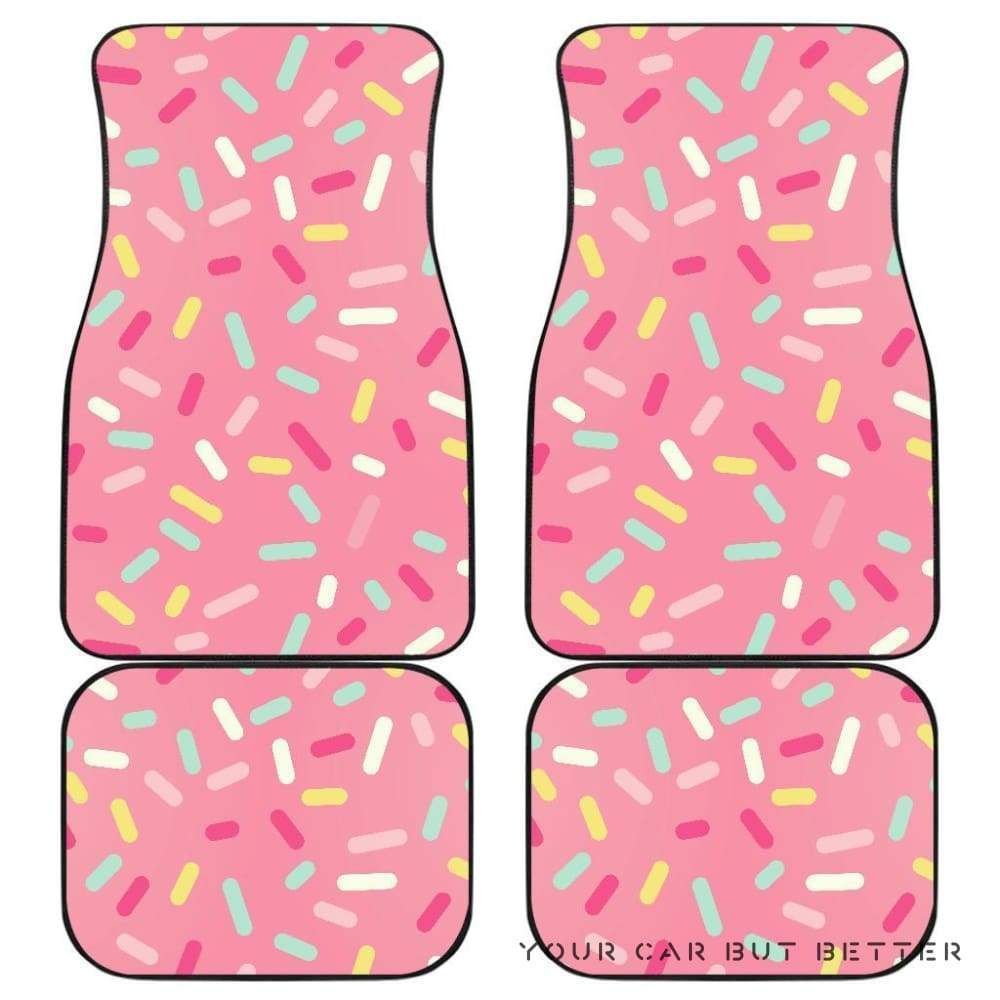 Pink Donut Glaze Candy Pattern Front And Back Car Mats 045109 Personalized Car Seat Floor Mat Custom Print