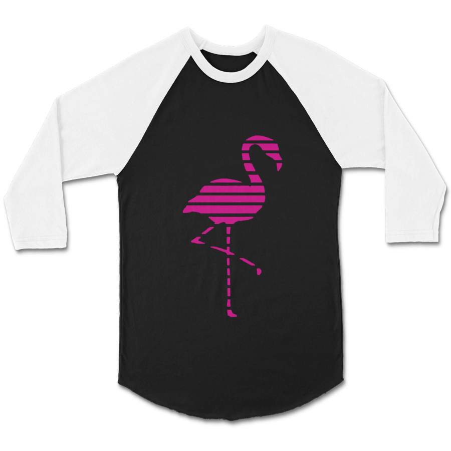 Summer Pink Flamingo Tropical Beach African Animal Striped CPY Unisex 3/4 Sleeve Baseball Tee T-Shirt