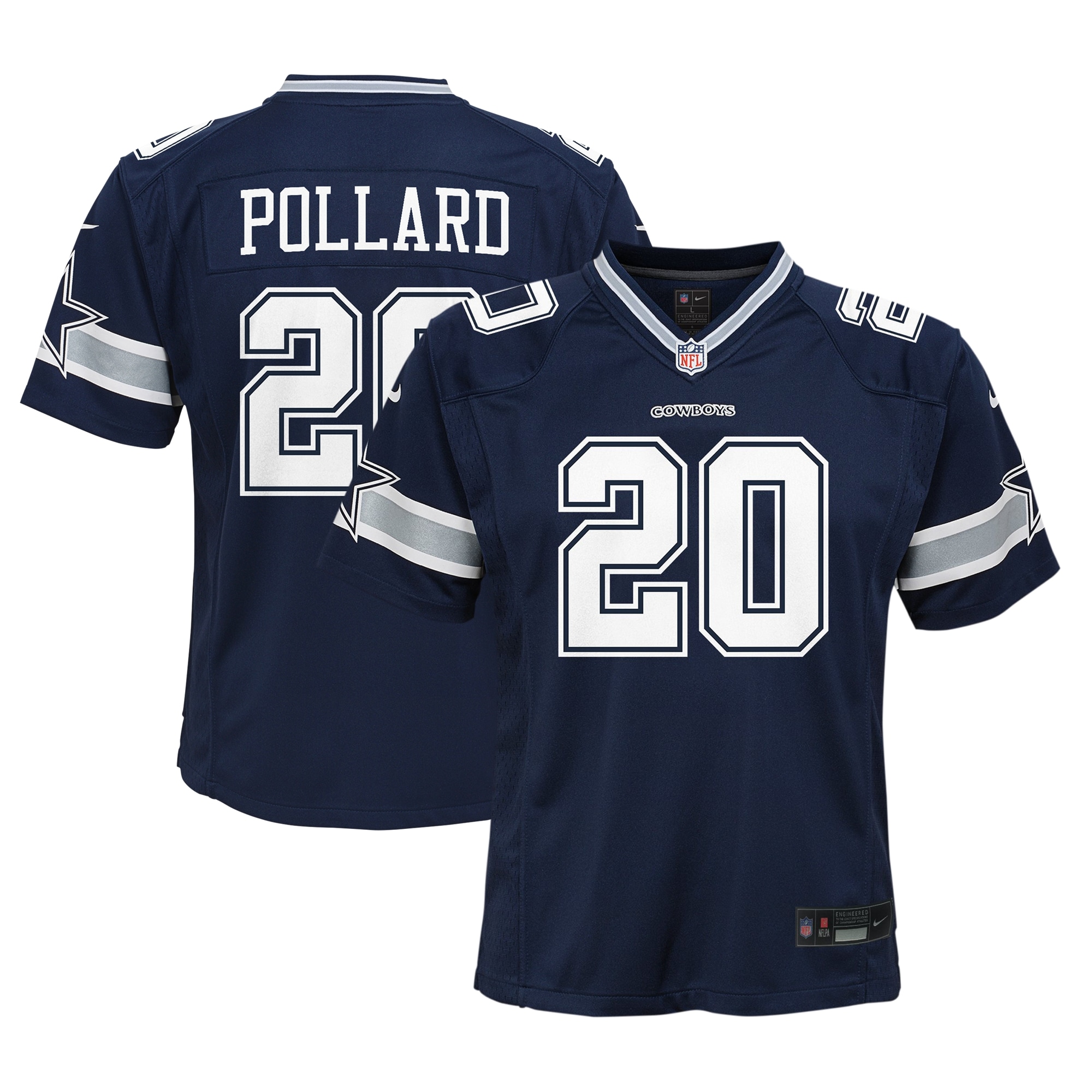 Youth Dallas Cowboys Tony Pollard Navy Game Jersey