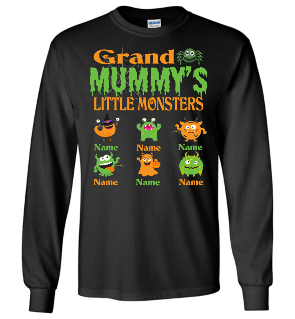 Grand Mummy’S Little Monsters Grandma Halloween Shirt Long Sleeve