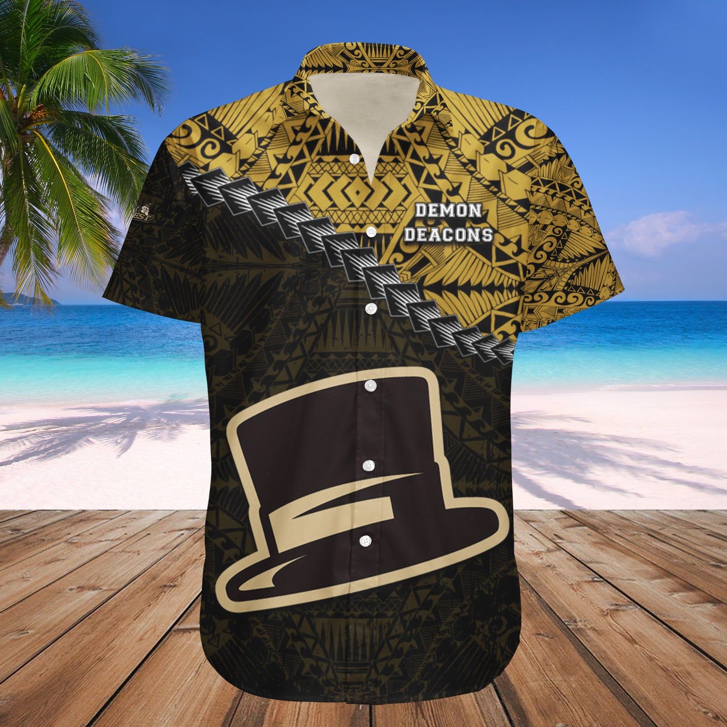 Wake Forest Demon Deacons Hawaii Shirt Grunge Polynesian Tattoo – NCCA