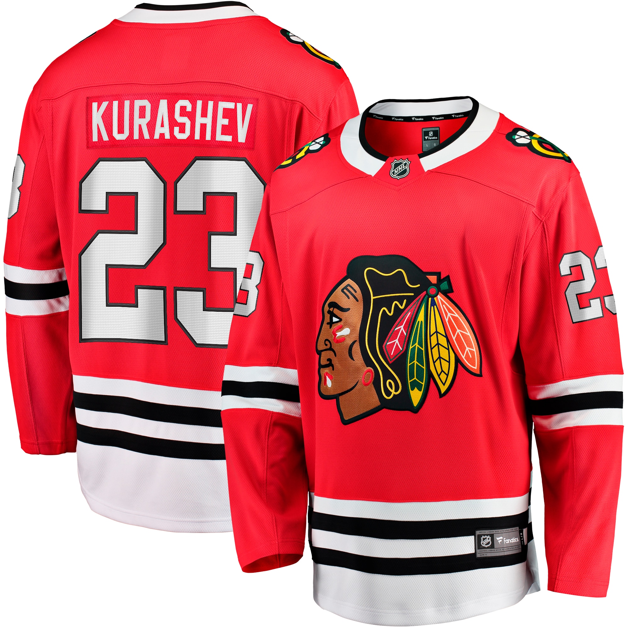 Men's Chicago Blackhawks Philipp Kurashev Red Home Breakaway Player Jersey