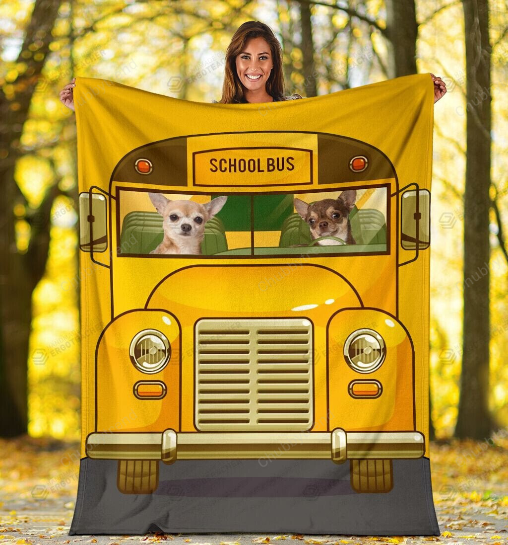 Pisces Chihuahua School Bus Fleece, Sherpa Blanket Great Customized Blanket Gifts For Birthday Christmas Thanksgiving