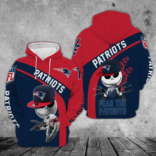 Jack Skellington New England Patriots All Over Printed Hoodie Gift Idea For Fan