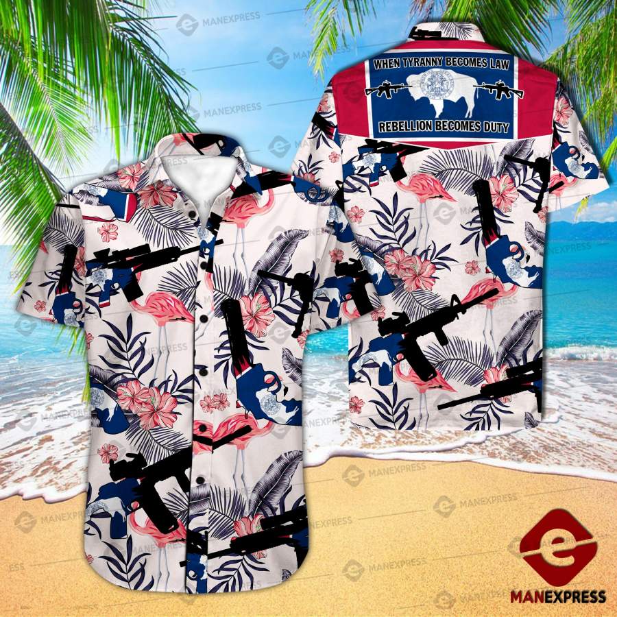 Wyoming United Patriot Three Percenter Hawaiian Shirt Fuk Ha36291