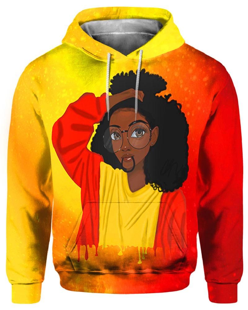 Cute Black Girl Curly Afro All Over Apparel