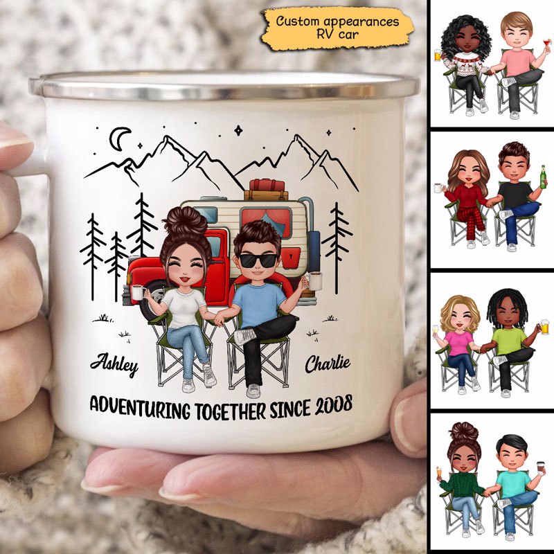 Doll Camping Couple Adventuring Together Since Personalized Campfire Mug