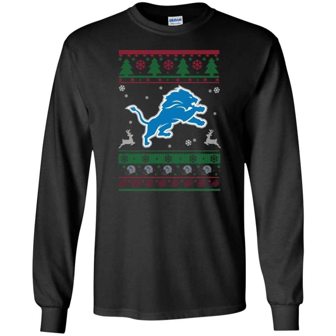 Detroit Lions Logo Football Teams Ugly Christmas Sweater Men Long SLeeve T-Shirt