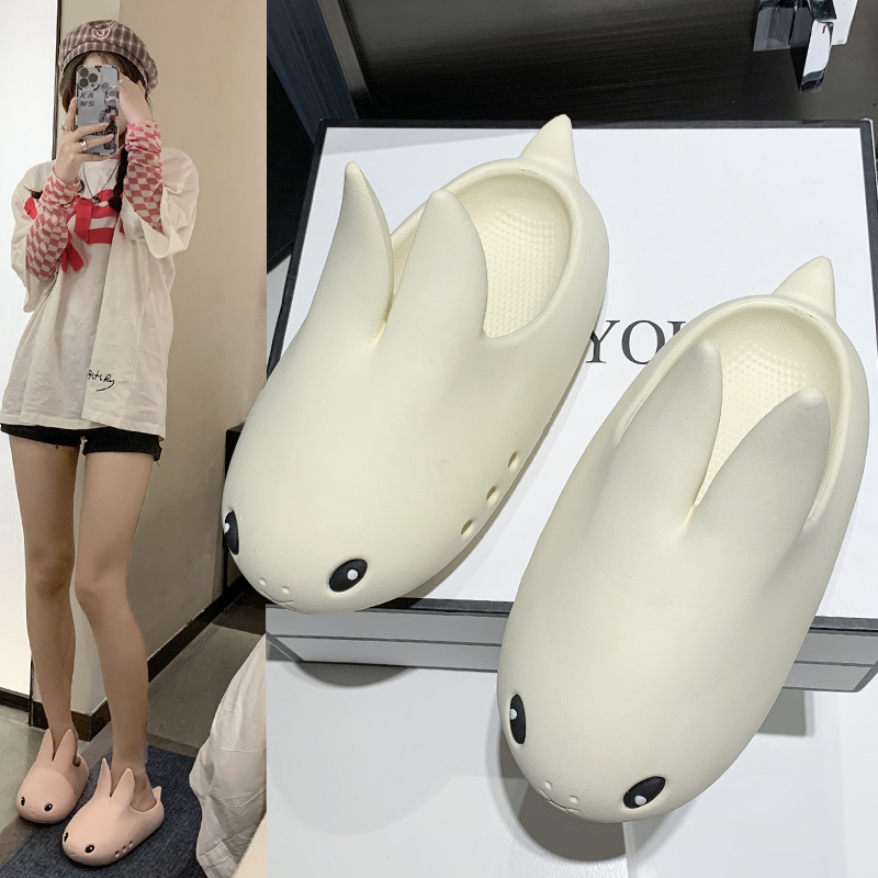 Summer 2022 Women Slippers EVA Soft Sole Sandals Cute Cartoon Rabbit Girl Shoes Non-slip Baotou Home Slipper Platform Flip Flops alx